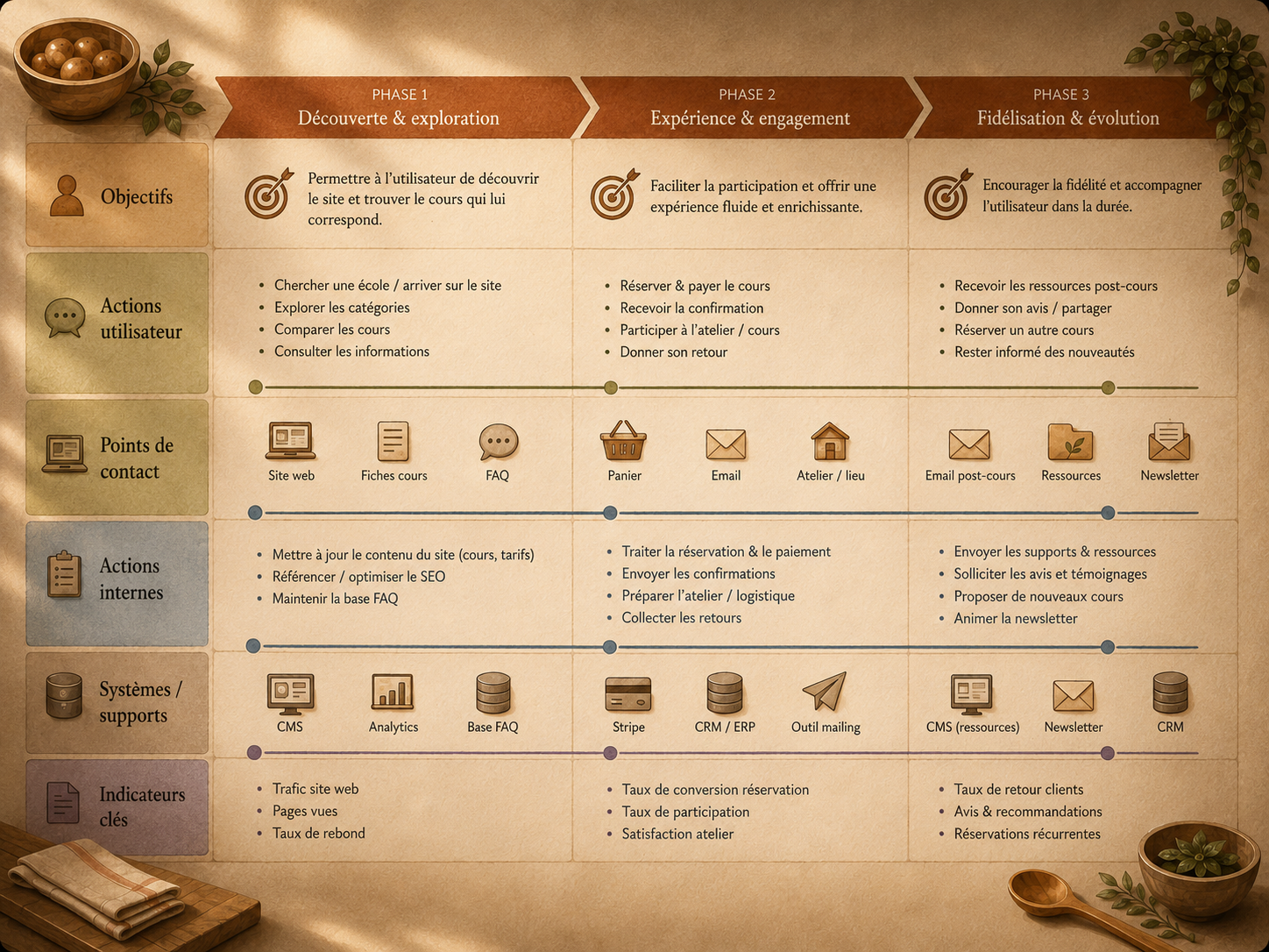 Roadmap du service et du parcours Les Cordons Bleus